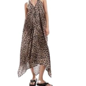 Michael Kors Ocelot Silk Crepe De Chine Maxi‎ Dress Size XL